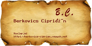 Berkovics Ciprián névjegykártya